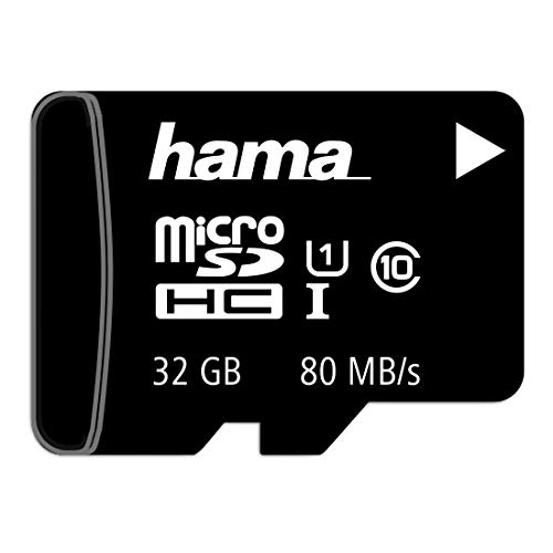Hama microSD | microSDHC | microSDXC Karte 32GB 80MB/s Übertragungsgeschwindigkeit Class 10 microSD Speicherkarte im Mini-Format Mini SD z. B. für Android Handy, Smartphone, Tablet, Nintendo UHS-I von Hama