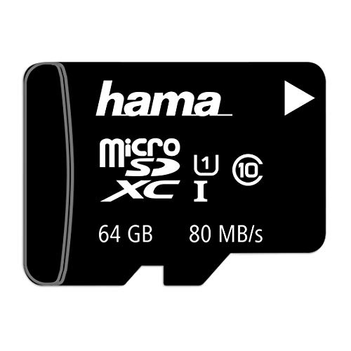 Hama microSD | microSDHC | microSDXC Karte 64GB 80MB/s Übertragungsgeschwindigkeit Class 10 microSD Speicherkarte im Mini-Format Mini SD z. B. für Android Handy, Smartphone, Tablet, Nintendo UHS-I von Hama