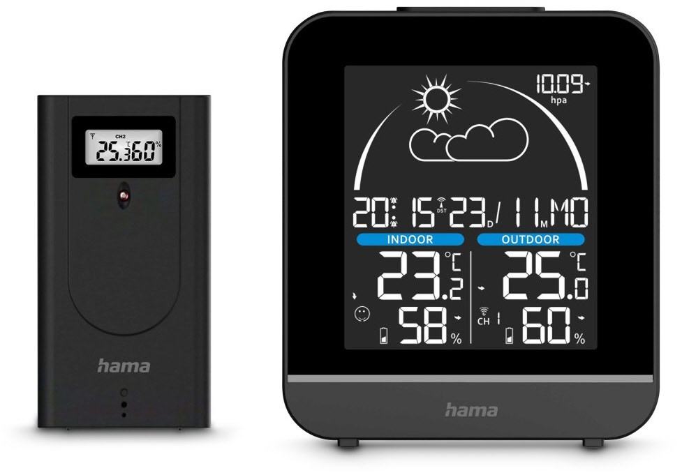 La Gomera Wetterstation mit Außensensor schwarz von Hama