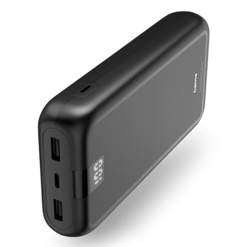 Hama Powerbank Performance 24 24000mAh (externer Akku mit 1x USB C + 2x USB A, Power Pack zertifiziert, Akkupack Handy Zubehör, Tablet, Bluetooth-Box etc., tragbares Ladegerät klein) anthrazit von Hama