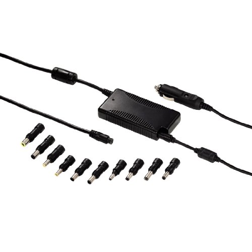 Universal Laptop-Netzteil für Auto und LKW, 90 W (Ladegerät mit Kfz Zigarettenanzünder-Stecker, Ausgangsspannung regelbar 15-19V, 10 Adapter für versch. Notebooks) Autonetzteil/Autoladegerät schwarz von Hama