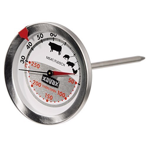 Xavax 2-in-1 Bratenthermometer - aus Edelstahl - gleichzeitige Messung von Gar- und Ofentemperatur - spülmaschinengeeignet - silber (111018) von Hama