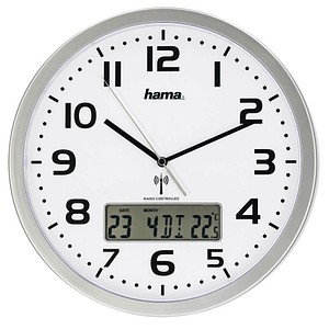 hama Funkwanduhr Extra weiß silber Kunststoff, Ø 29,5 cm von Hama