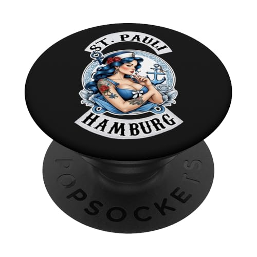 Hamburg St. Pauli Reeperbahn Hafen Seemann Tattoo Mädchen PopSockets Klebender PopGrip von Hamburg St. Pauli Reeperbahn Hafen Digger