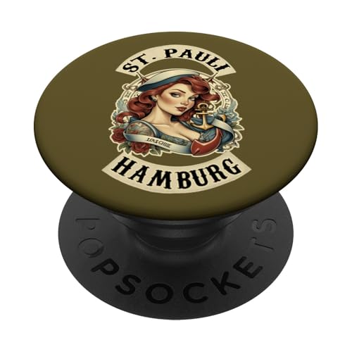 Hamburg St. Pauli Reeperbahn Hafen Seemann Tattoo Mädchen PopSockets Klebender PopGrip von Hamburg St. Pauli Reeperbahn Hafen Digger