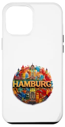 Skyline Art Hamburg - lebendiges Hansestadt-Design Hülle für iPhone 12 Pro Max von Hamburg Vibes Studio - Skyline - I Love Hamburg