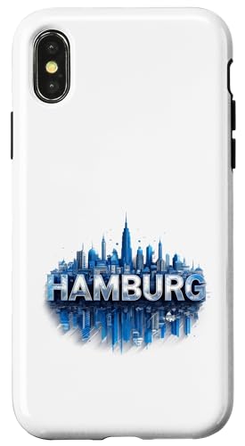 Skyline Art Hamburg - lebendiges Hansestadt-Design Hülle für iPhone X/XS von Hamburg Vibes Studio - Skyline - I Love Hamburg