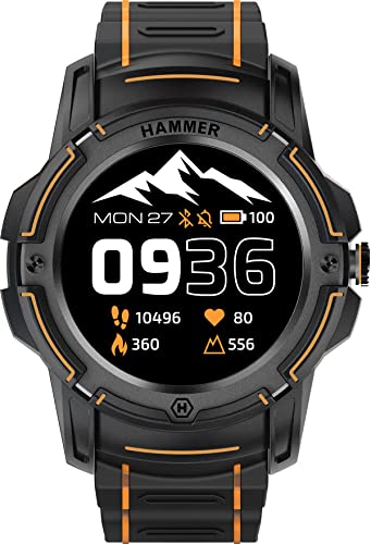 Hammer Watch Plus Smartwatch Fitnessuhr Fitness Tracker Smart Watch Fitness Uhr Sportuhr Amoled Bildschirm Wasserdicht Staubdicht Stoßfest Sport Uhr IP68 300 mAh Mega Akku von Hammer H