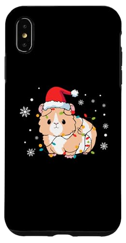 Hülle für iPhone XS Max Hamster mit Weihnachtsmannmütze, Schneeflocken, Weihnachtsbeleuchtung von Hamster Santa Claus Christmas Apparel