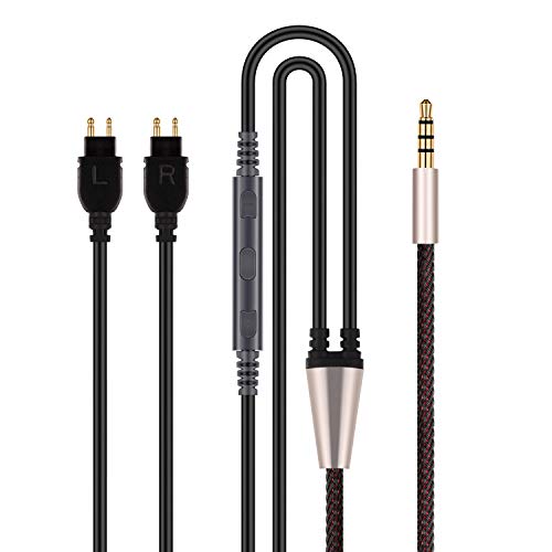 HanSnby Audiokabel-Ersatz – kompatibel mit Sennheiser HD525 HD545 HD565 HD580 HD600 HD650 Kopfhörer und kompatibel mit iPhone mit integriertem Mikrofon und Lautstärkeregler von HanSnby