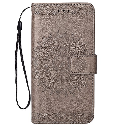 Hancda Hülle für iPhone 8 Plus/iPhone 7 Plus (Nicht für 8/7), Handyhülle Tasche Flip Case Hülle Leder Schutzhülle Klappbar Cover Handytasche Magnet Case für iPhone 8 Plus/iPhone 7 Plus,Grau von Hancda