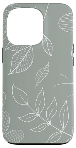 Hülle für iPhone 13 Pro Pflanze, handgezeichnete Blätter, Vintage, Grün / Pastellgrün von Hand Drawn Botanical Boho Design