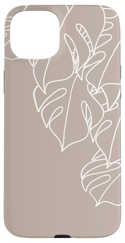 Hülle für iPhone 15 Plus Botanische tropische Pflanze Monstera Leaf von Hand Drawn Botanical Boho Design