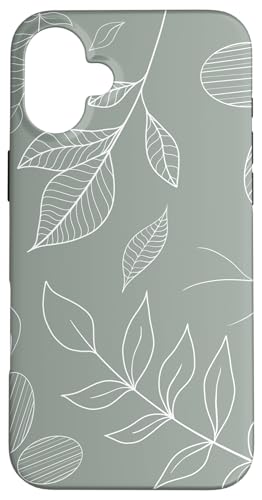 Hülle für iPhone 16 Plus Pflanze, handgezeichnete Blätter, Vintage, Grün / Pastellgrün von Hand Drawn Botanical Boho Design