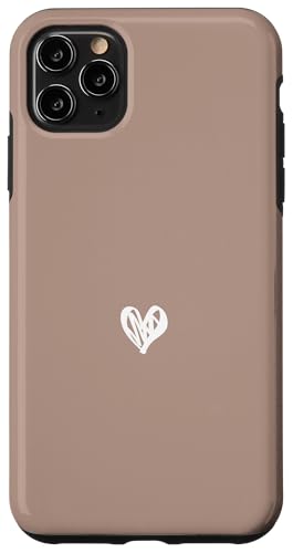 Hülle für iPhone 11 Pro Max Niedliches mokkafarbenes Herz Liebe minimalistisch von Hand Drawn Heart Design