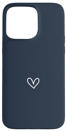 Hülle für iPhone 15 Pro Max Marineblau – einfaches, niedliches, elegantes handgezeichnetes Herz von Hand Drawn Heart Design