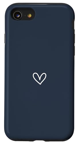 Hülle für iPhone SE (2020) / 7 / 8 Marineblau – einfaches, niedliches, elegantes handgezeichnetes Herz von Hand Drawn Heart Design