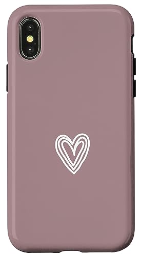 Hülle für iPhone X/XS Malvenfarbenes süßes Herz, minimalistische Liebe von Hand Drawn Heart Design