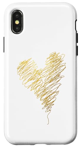 Hülle für iPhone X/XS Niedliches Herz Minimalistisches Herz von Hand Drawn Heart Design