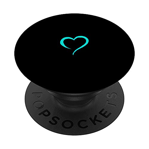 Handgezeichnetes Herz in hellem Türkis und Schwarz. PopSockets mit austauschbarem PopGrip Handgezeichnetes Herz in hellem Türkis und Schwarz. PopSockets mit austauschbarem PopGrip von Hand Drawn Minimalist Heart Design