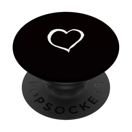 White Love Heart Scribble Grafik auf schwarzem Hintergrund PopSockets Klebender PopGrip White Love Heart Scribble Grafik auf schwarzem Hintergrund PopSockets Klebender PopGrip von Hand Drawn Minimalist Heart Design