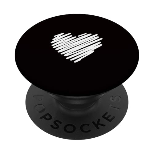 White Love Heart Scribble Grafik auf schwarzem Hintergrund PopSockets Klebender PopGrip White Love Heart Scribble Grafik auf schwarzem Hintergrund PopSockets Klebender PopGrip von Hand Drawn Minimalist Heart Design