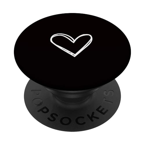 White Love Heart Scribble Grafik auf schwarzem Hintergrund PopSockets Klebender PopGrip White Love Heart Scribble Grafik auf schwarzem Hintergrund PopSockets Klebender PopGrip von Hand Drawn Minimalist Heart Design
