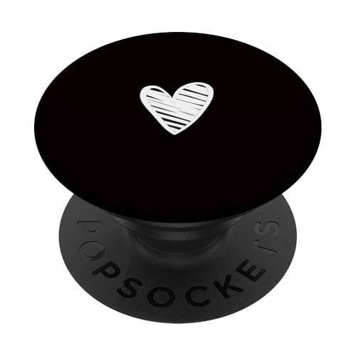 White Love Heart Scribble Grafik auf schwarzem Hintergrund PopSockets Klebender PopGrip White Love Heart Scribble Grafik auf schwarzem Hintergrund PopSockets Klebender PopGrip von Hand Drawn Minimalist Heart Design
