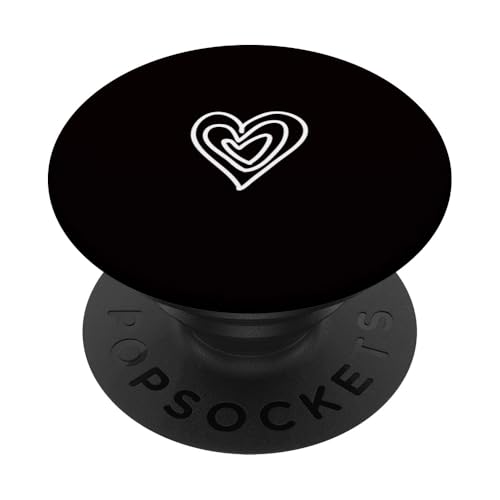 White Love Heart Scribble Grafik auf schwarzem Hintergrund PopSockets Klebender PopGrip White Love Heart Scribble Grafik auf schwarzem Hintergrund PopSockets Klebender PopGrip von Hand Drawn Minimalist Heart Design