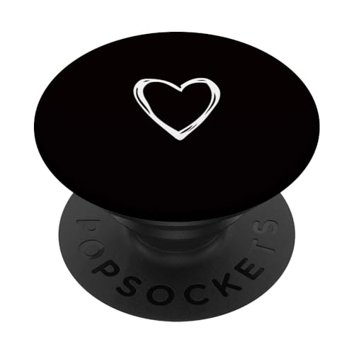 White Love Heart Scribble Grafik auf schwarzem Hintergrund PopSockets Klebender PopGrip White Love Heart Scribble Grafik auf schwarzem Hintergrund PopSockets Klebender PopGrip von Hand Drawn Minimalist Heart Design
