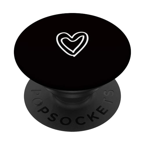 White Love Heart Scribble Grafik auf schwarzem Hintergrund PopSockets Klebender PopGrip White Love Heart Scribble Grafik auf schwarzem Hintergrund PopSockets Klebender PopGrip von Hand Drawn Minimalist Heart Design