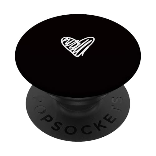 White Love Heart Scribble Grafik auf schwarzem Hintergrund PopSockets Klebender PopGrip White Love Heart Scribble Grafik auf schwarzem Hintergrund PopSockets Klebender PopGrip von Hand Drawn Minimalist Heart Design
