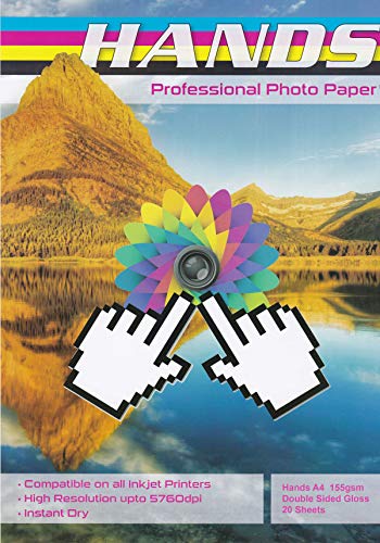 Fotopapier, A4, 155 g/m², doppelseitig, glänzend, 200 Blatt von Hands Professional Photo Paper