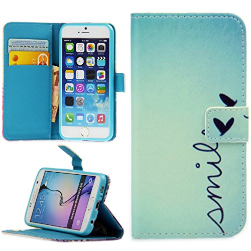 Handy Lux® Schutz Hülle Tasche Kartenfächer Flip Case Etui Cover Involto Motiv Design Hülle BookStyle (Huawei P10 Lite, Smile) von Handy Lux