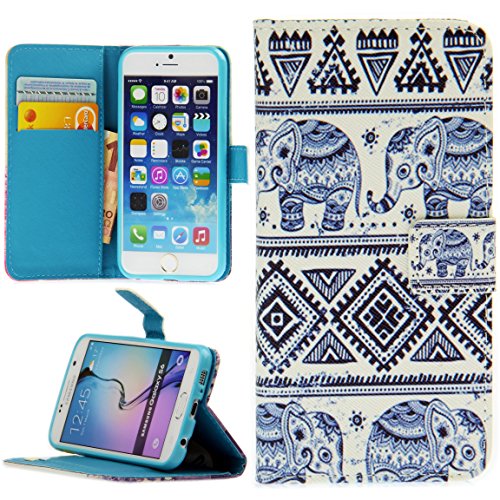 Handy Lux® Schutz Hülle Tasche Kartenfächer Flip Case Etui Cover Involto Motiv Design Hülle BookStyle für Samsung Galaxy S10 - Hindi Elefant von Handy Lux