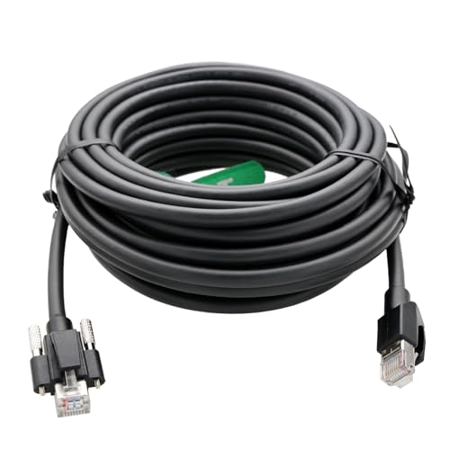 HangTon GigE Kabel CAT6 für Basler Baumer Cognex AVT Hikvision iDS Jai Camera to Vision System, RJ45 Horizontale Feststellschraube auf RJ45, Schleppkette, wasserdicht, geschirmt, flexibles PVC, 15 m von HangTon