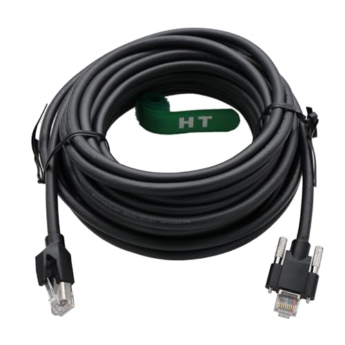 HangTon GigE Patchkabel CAT6A für Allied Vision Basler Baumer Cognex Dalsa HikRobot iDS Jai Imaging Camera to Vision System, RJ45 Feststellschraube auf RJ45, Schleppkette, flexibles PVC, 10m von HangTon