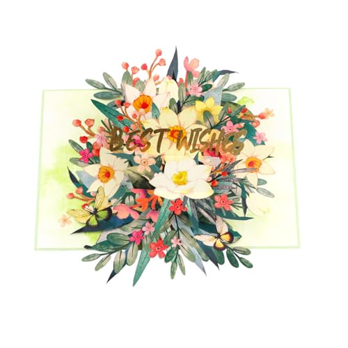 3D-Popup-Grußkarte mit bunten Blumen, faltbare Papier-Segen-Karte mit Umschlag, handgefertigtes Muttertagsgeschenk von Hangsu