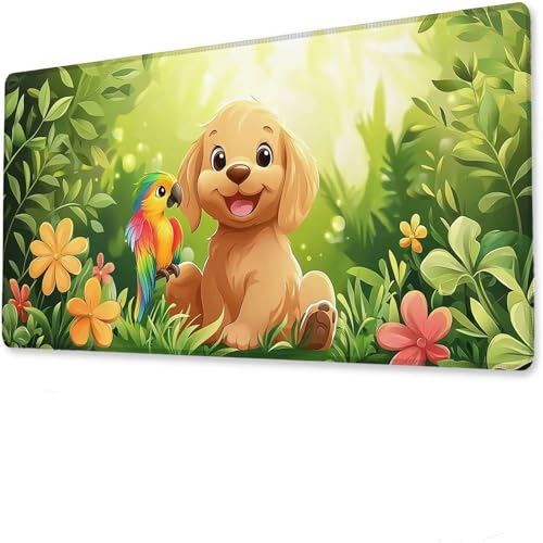 Gaming Mauspad XXL 1600x800x3mm, Mousepad, Hund Mauspad, Anime Gaming Tastatur Matte, rutschfeste Gummibasis, Große Tischmatte Papagei, Mousepad wasserdicht, Verbessert Präzision Geschwindigkeit. I-9 von Hanjunng