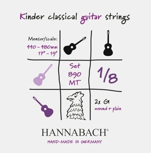 Hannabach 890 Kindergitarrensaiten 1/8 (Mensur: 44-48 cm) - Satz von Hannabach
