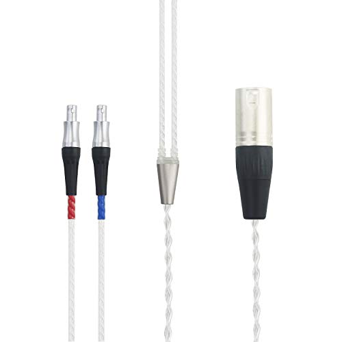 HansnBy HiFi-Kabel 4-poliges XLR-symmetrisches Stecker Kompatibel mit Sennheiser HD800-, HD800S- und HD820-Kopfhörern Versilbertes Ersatz-Audio-Upgrade-Kabel 2 m von HansnBy