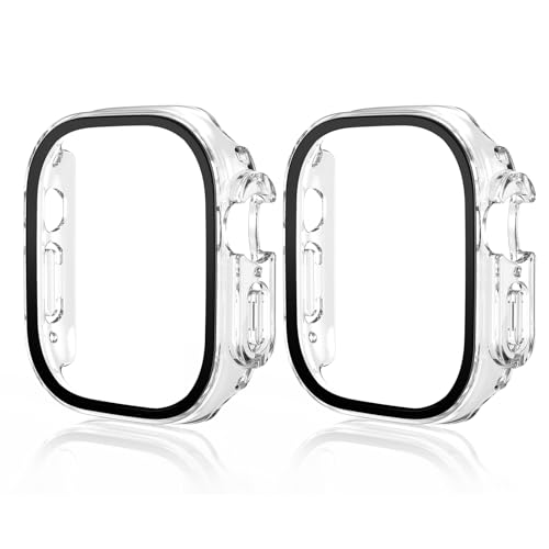 Haofun Hülle für Apple Watch Ultra 2/1 49mm Schutzhülle mit Displayschutzfolie, [2 Stück] Hard PC Ultra-dünne Anti-Fall Kratzfeste Schutz Case + Glas Displayschutz - Transparent von Haofun