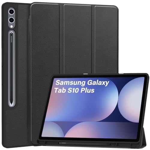 Haofun Hülle Kompatibel mit Samsung Galaxy Tab S10 Plus/S9 Plus/S9 FE Plus 12.4 Zoll, Multi-Winkel Folio Schutzhülle mit Stifthalter, Schlanke Schutzhülle mit Auto Schlaf/Aufwach, Schwarz von Haofun