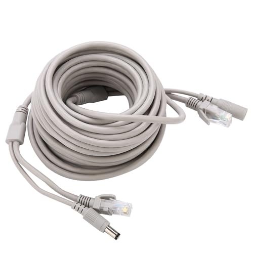 20 M RJ45+DC-Ethernet-CCTV-Kabel für IP-Kameras, NVR-System, 10 Mbit/s, 100 Mbit/s, Hochwertiges Strom- und Cat-5-Kabel für Kommerzielle Überwachung (10M) von Haofy