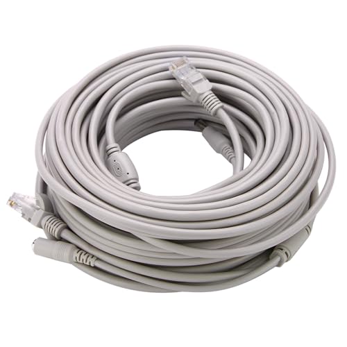 20 M RJ45+DC-Ethernet-CCTV-Kabel für IP-Kameras, NVR-System, 10 Mbit/s, 100 Mbit/s, Hochwertiges Strom- und Cat-5-Kabel für Kommerzielle Überwachung (20m) von Haofy