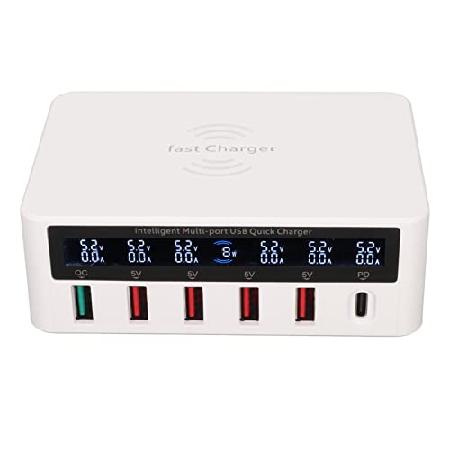 6-Port-USB-Lade-Hub, 100 W Sicheres Schnellladen, Leichte Plug-and-Play-USB-Ladestation, Überhitzungsschutz mit LED-Anzeige für das Büro (EU-Stecker) von Haofy