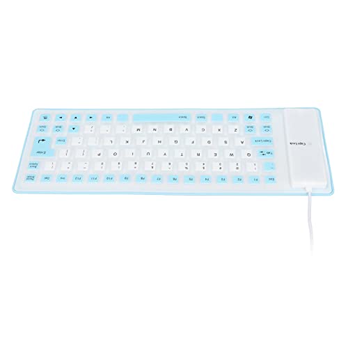 Haofy Silikon-Tastatur, Wasserdicht, Weich, Bequem, USB-verkabelt, Silikon-Tastatur für Büroangestellte (Blue) von Haofy