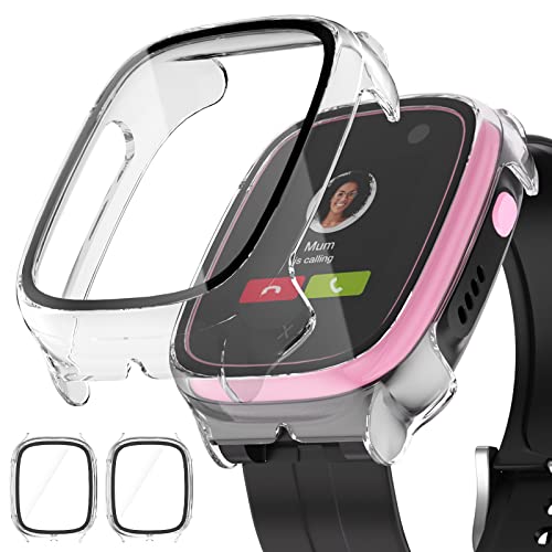 Haojavo Hülle für XPLORA X5 Play Schutzhülle mit Displayschutz, 2 Stück Schutz 360° Rundum Gehäuse Hart und HD Gehärtetes Glas Kratzfest Case Zubehör für Kinder Uhr, Mädchen/Jungen (Klar+ Klar) von Haojavo