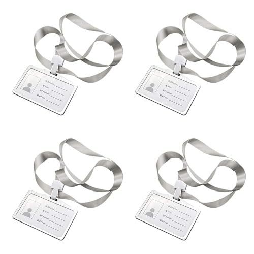 Haopeuk 4X Horizontaler Stil ID Karten Halter Aus Aluminium Legierung mit Lanyard Ausschnitt für Damen und Herren Visiten Karten Halter von Haopeuk