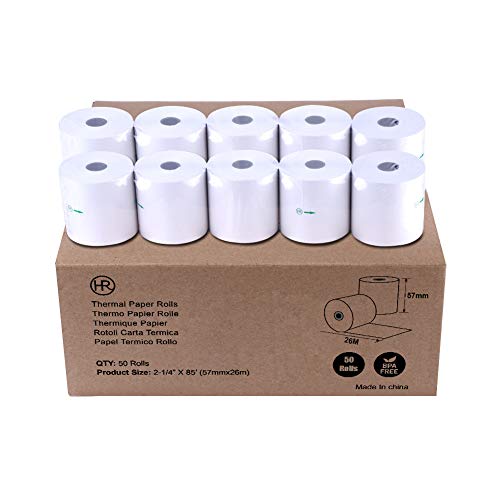 Thermopapier 2 1/4 "x 85 'POS Empfangspapier B 57 mm x L 26 m Kassenrolle BPA frei 50 Rollen von HRYWGAA